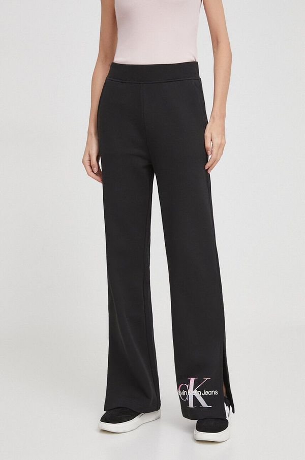 Calvin Klein Jeans Pamučni donji dio trenirke Calvin Klein Jeans boja: crna, s tiskom