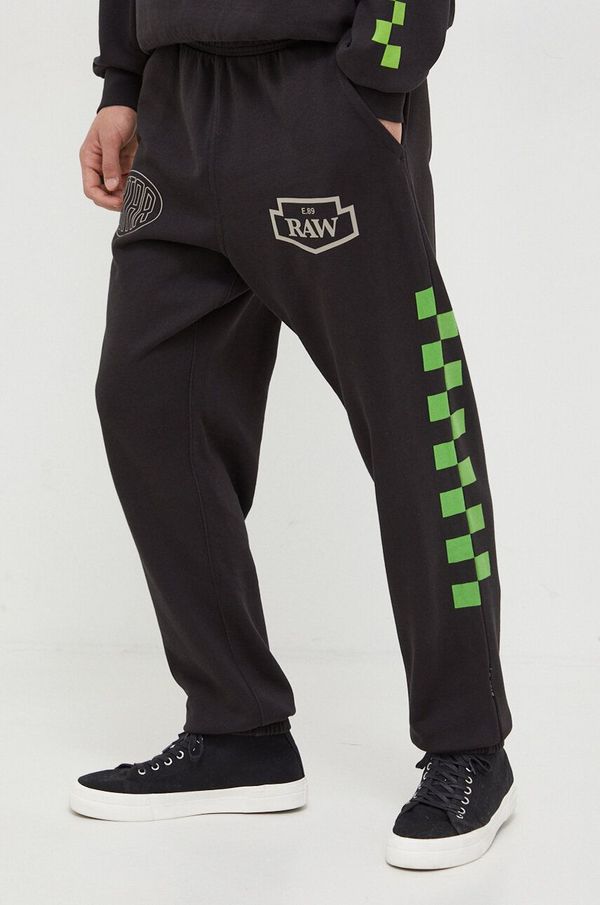 G-Star Raw Pamučni donji dio trenirke G-Star Raw boja: crna, s tiskom