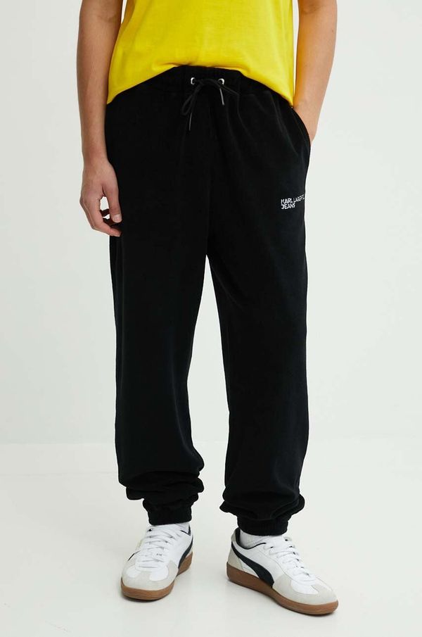 Karl Lagerfeld Jeans Pamučni donji dio trenirke Karl Lagerfeld Jeans boja: crna, bez uzorka, 245D1001