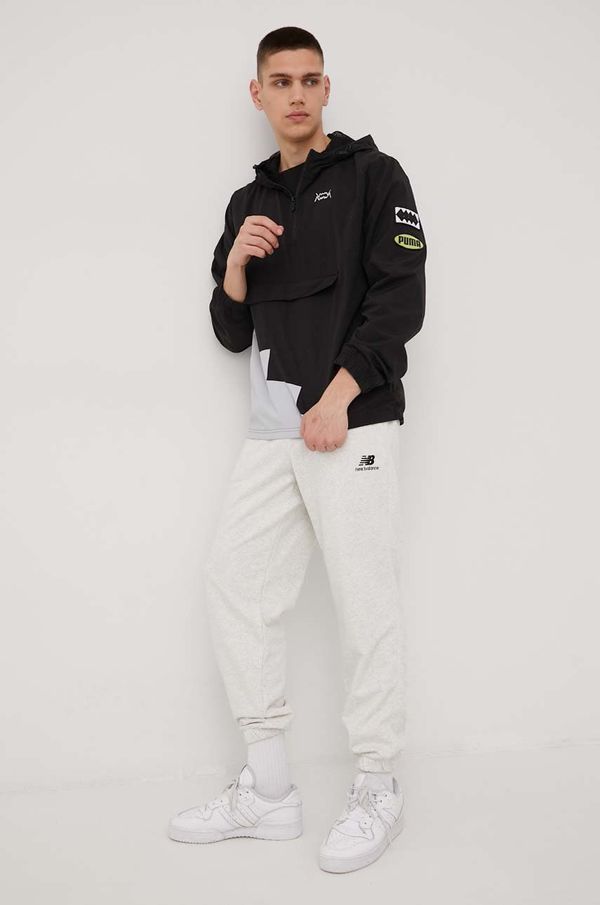 New Balance Pamučni donji dio trenirke New Balance za muškarce, boja: siva, glatki materijal, UP21500SAH-SAH
