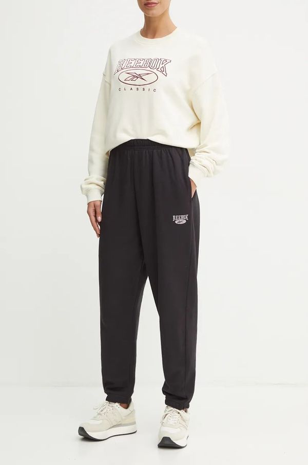 Reebok Classic Pamučni donji dio trenirke Reebok Classic boja: crna, s aplikacijom, 100205172