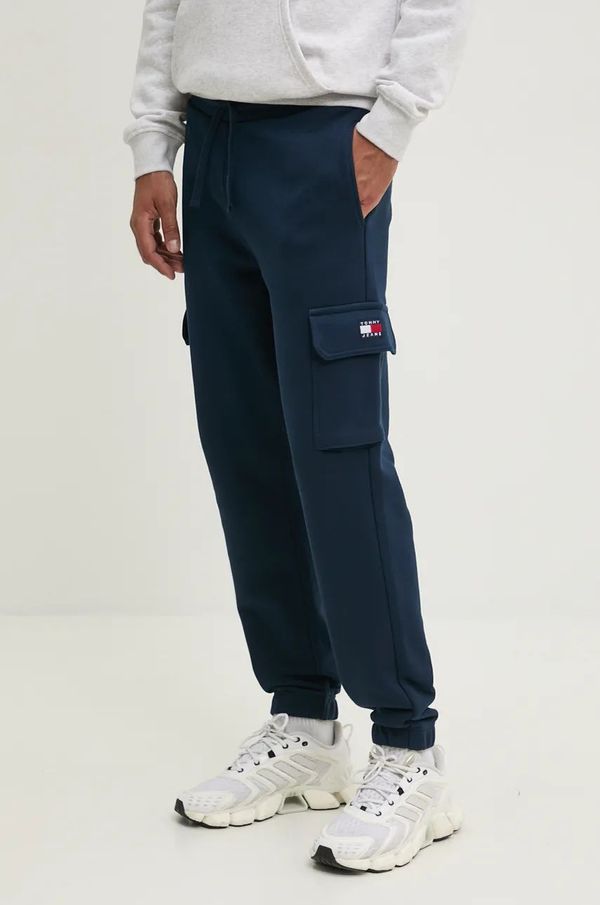 Tommy Jeans Pamučni donji dio trenirke Tommy Jeans boja: tamno plava, bez uzorka, DM0DM19807