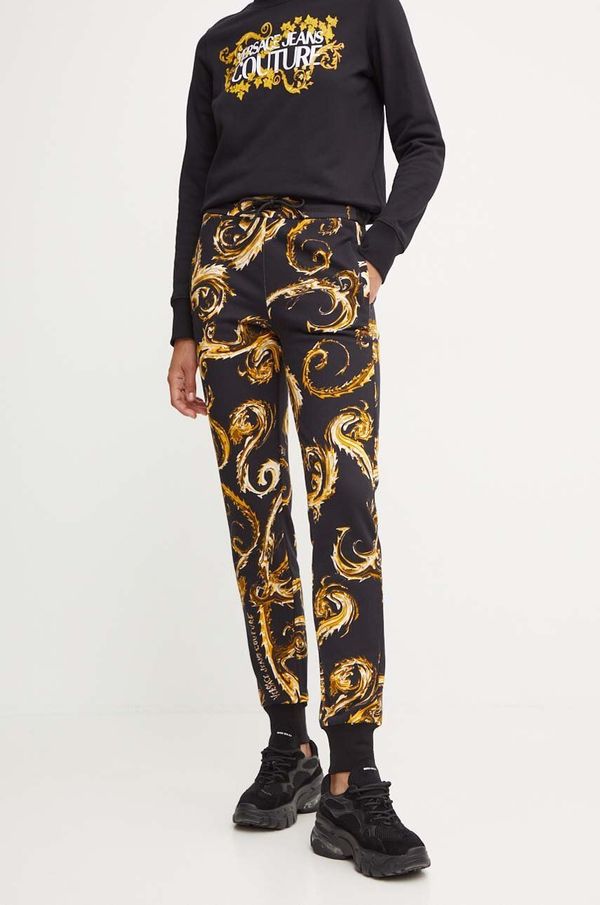 Versace Jeans Couture Pamučni donji dio trenirke Versace Jeans Couture boja: crna, s uzorkom, 77HAA310 FS171
