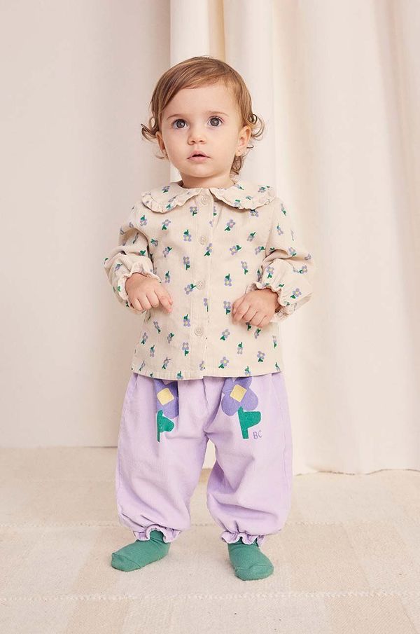 Bobo Choses Pamučni donji dio trenirke za bebe Bobo Choses Pansy Flower boja: ljubičasta, s tiskom, 224AB068