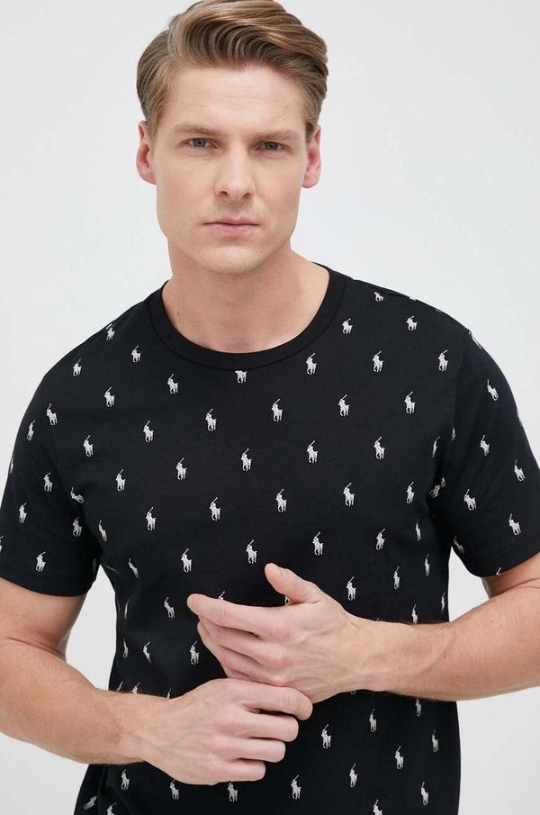 Polo Ralph Lauren Pamučni gornji dio pidžame s kratkim rukavima Polo Ralph Lauren boja: crna, s uzorkom