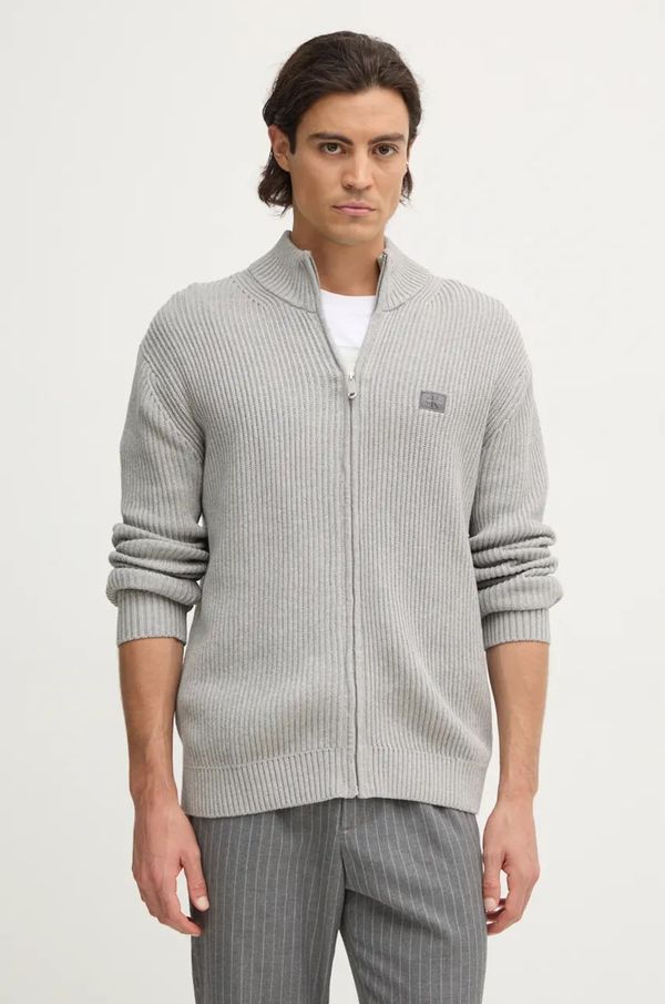 Calvin Klein Jeans Pamučni kardigan Calvin Klein Jeans boja: siva, J30J326197