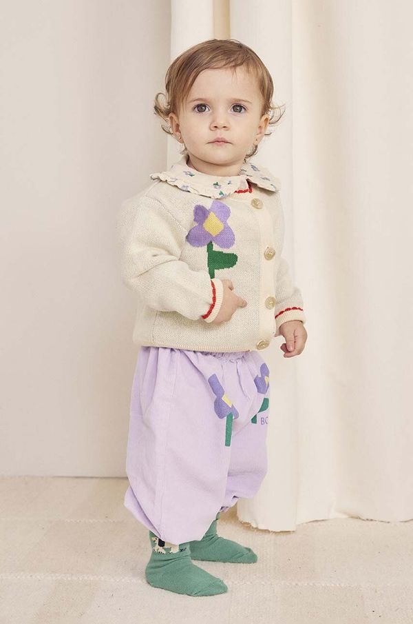 Bobo Choses Pamučni kardigan za bebe Bobo Choses Pansy Flower boja: bijela, 224AB089