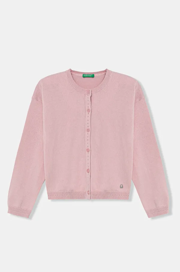 United Colors of Benetton Pamučni kardigan za bebe United Colors of Benetton boja: ružičasta, lagani, 1098G500P