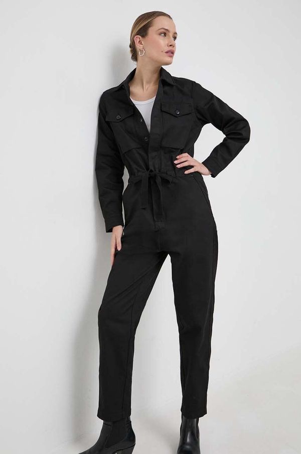 G-Star Raw Pamučni kominezon G-Star Raw boja: crna, pamučni, s ovratnikom