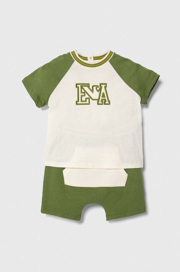 Emporio Armani Pamučni komplet za bebe Emporio Armani boja: zelena