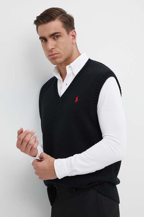 Polo Ralph Lauren Pamučni prsluk Polo Ralph Lauren boja: crna, topli, 710A33366
