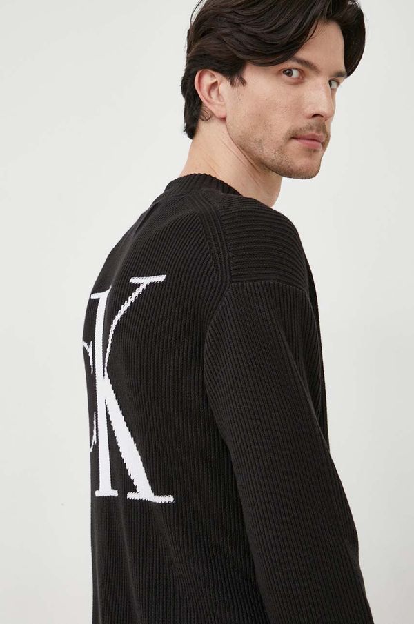 Calvin Klein Jeans Pamučni pulover Calvin Klein Jeans boja: crna, lagani