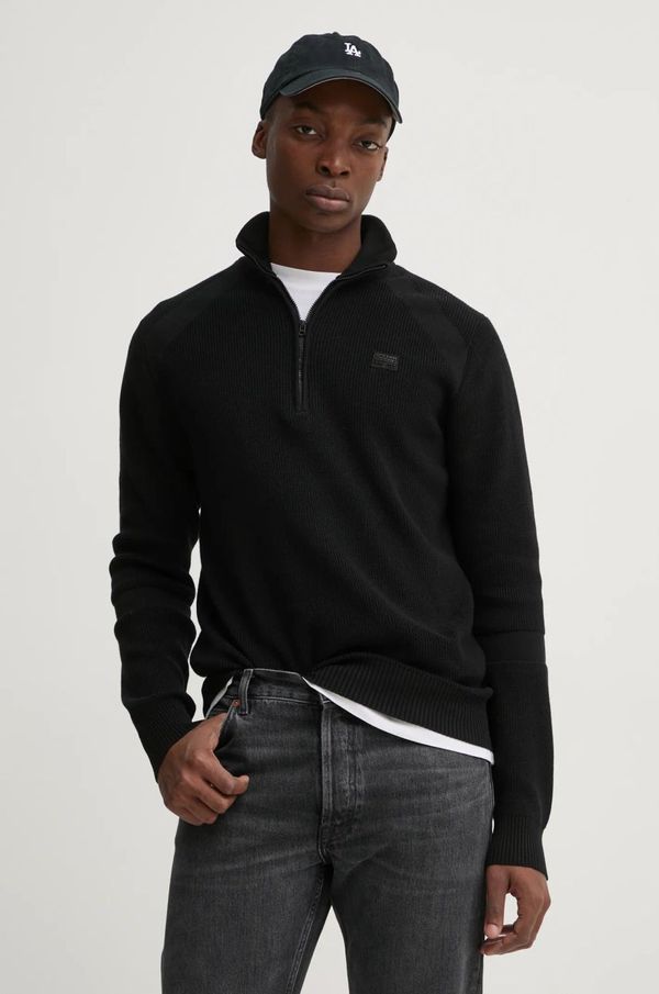 G-Star Raw Pamučni pulover G-Star Raw boja: crna, lagani, s poludolčevitom, D26397-C868