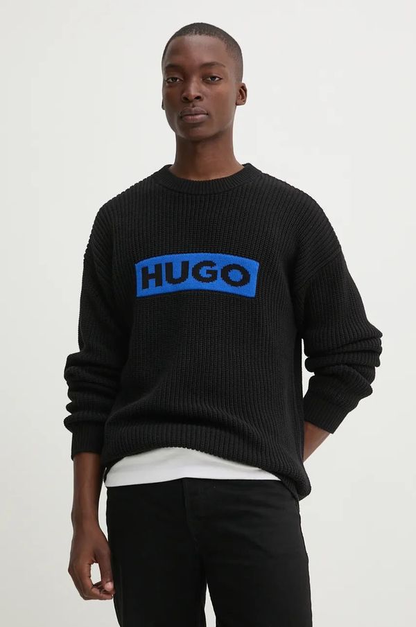 Hugo Blue Pamučni pulover Hugo Blue boja: crna, 50525363