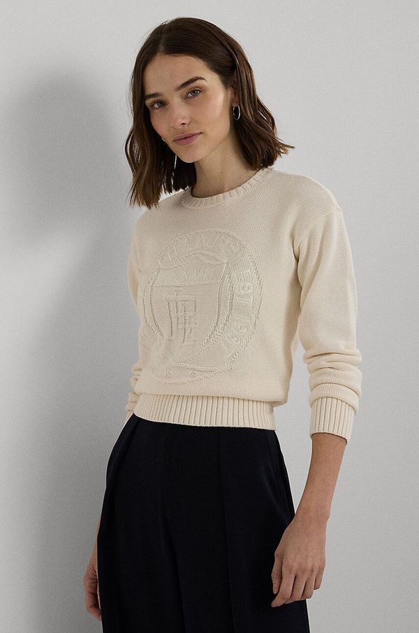 Lauren Ralph Lauren Pamučni pulover Lauren Ralph Lauren boja: bež, 200940590