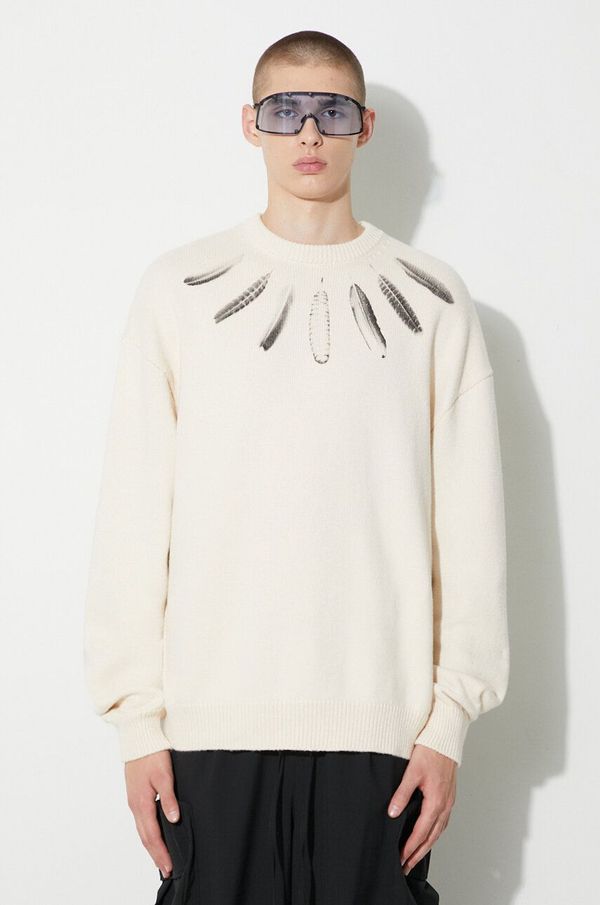 Marcelo Burlon Pamučni pulover Marcelo Burlon Aop Wind Feather boja: bež, topli