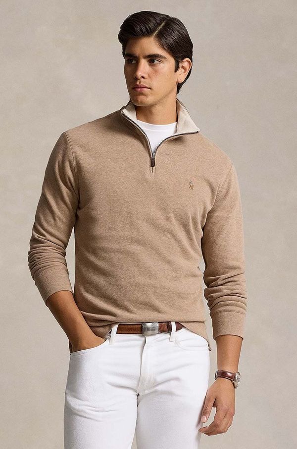 Polo Ralph Lauren Pamučni pulover Polo Ralph Lauren boja: zelena, lagani, s poludolčevitom