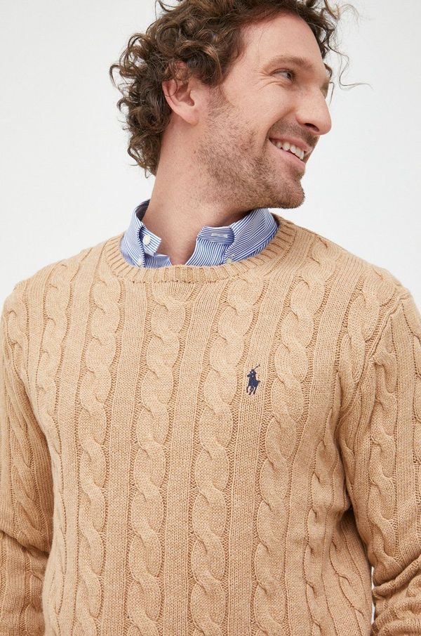 Polo Ralph Lauren Pamučni pulover Polo Ralph Lauren za muškarce, boja: bež, lagani