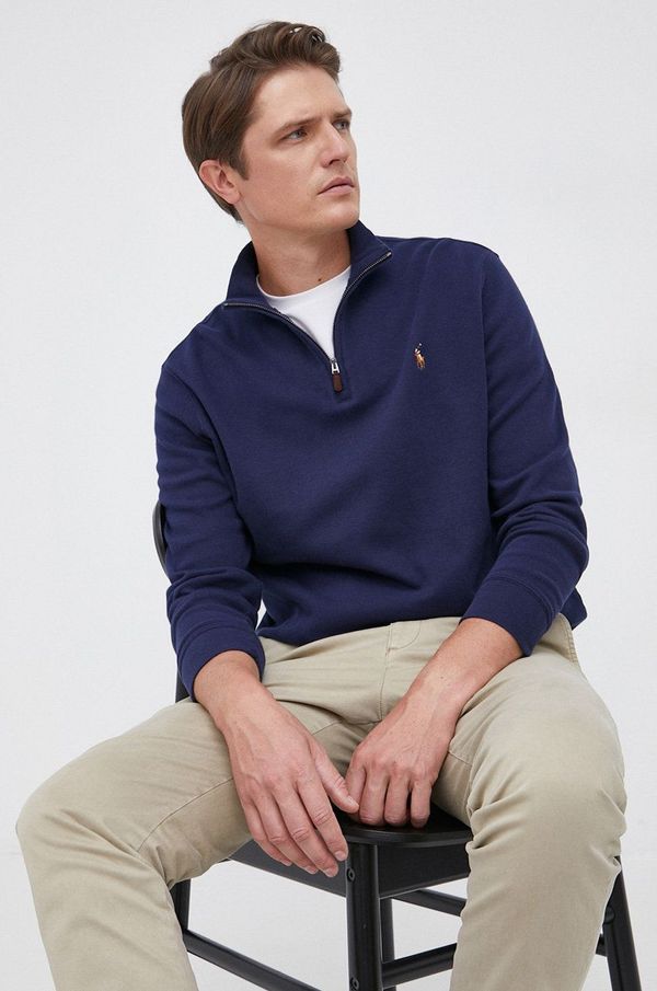 Polo Ralph Lauren Pamučni pulover Polo Ralph Lauren za muškarce, boja: tamno plava