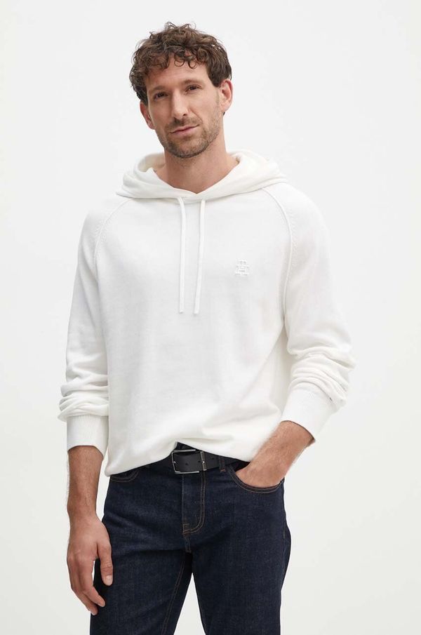 Tommy Hilfiger Pamučni pulover Tommy Hilfiger boja: bijela, lagani, MW0MW35515