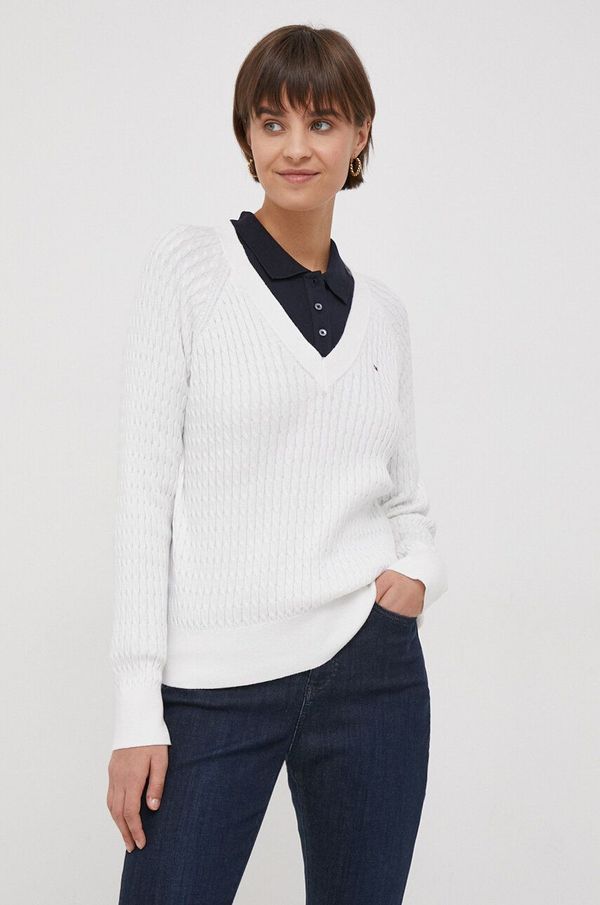 Tommy Hilfiger Pamučni pulover Tommy Hilfiger boja: bijela, WW0WW40674