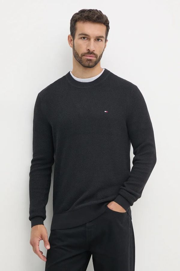 Tommy Hilfiger Pamučni pulover Tommy Hilfiger boja: crna, lagani, MW0MW36525