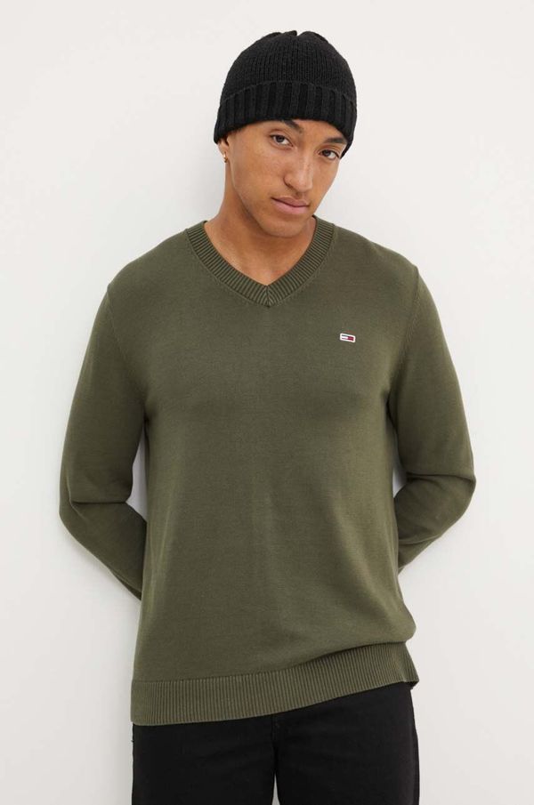 Tommy Jeans Pamučni pulover Tommy Jeans boja: zelena, lagani, DM0DM19192