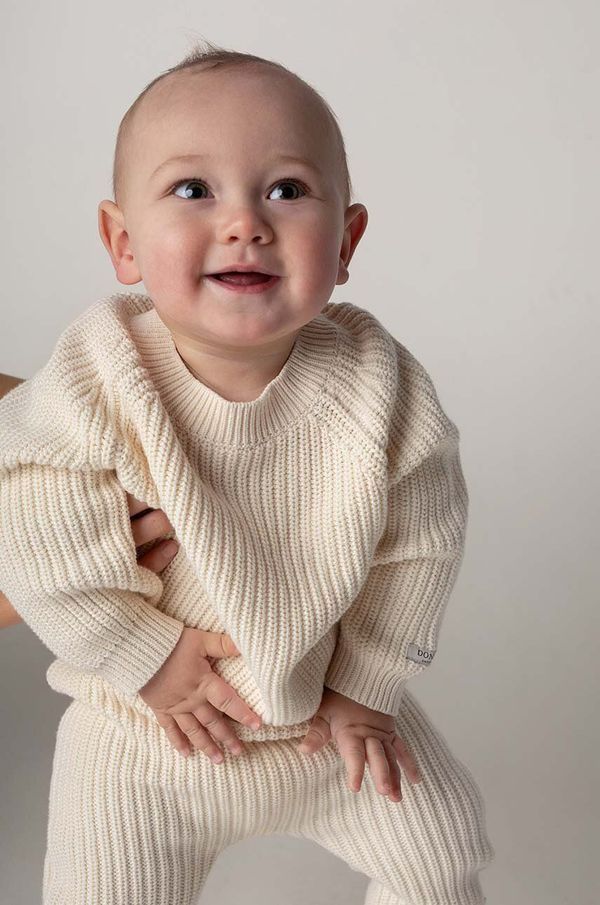 Donsje Pamučni pulover za bebe Donsje Jade Sweater boja: bež, 4090200
