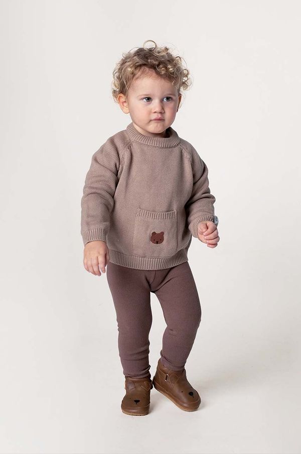 Donsje Pamučni pulover za bebe Donsje Loeke Sweater Bear boja: smeđa, 3026002