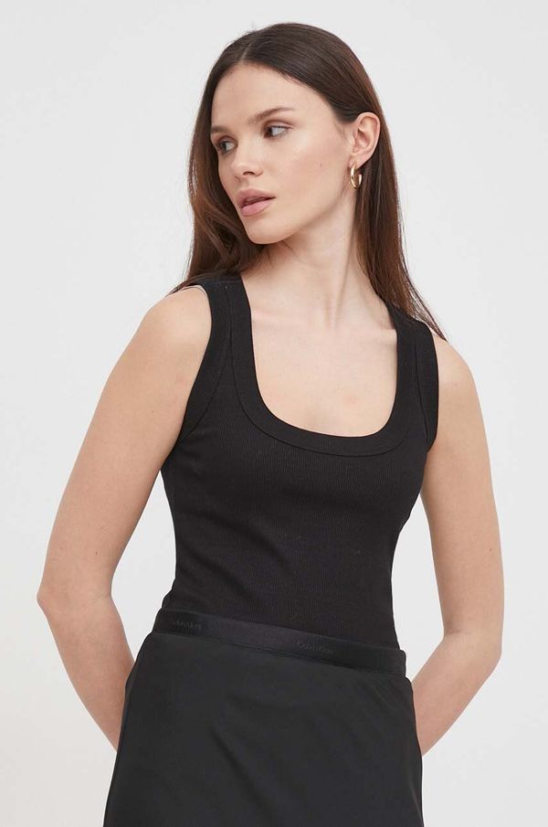 Calvin Klein Pamučni top Calvin Klein boja: crna