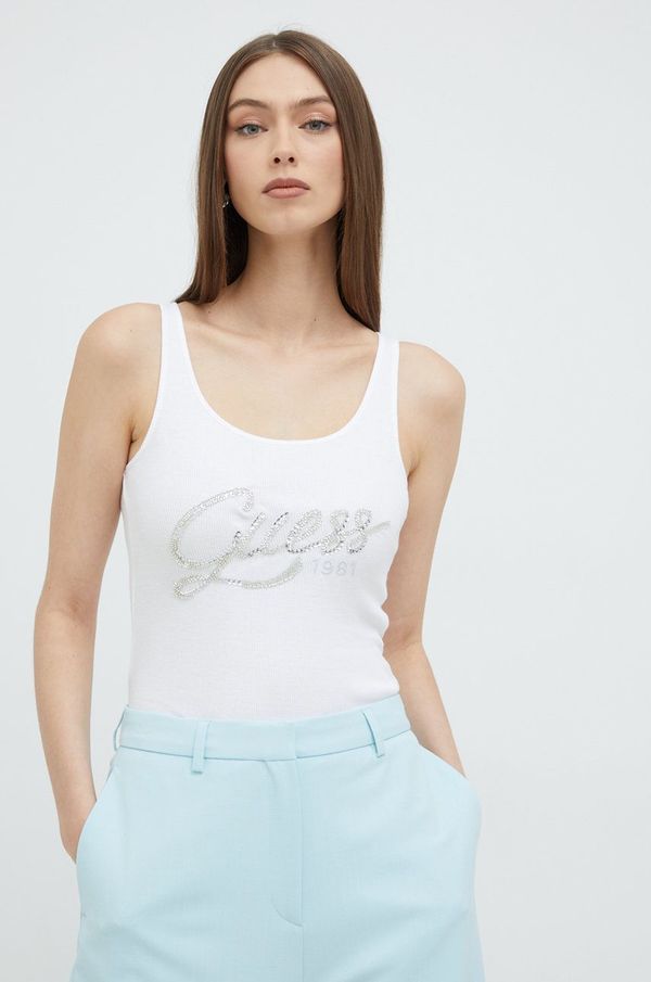Guess Pamučni top Guess boja: bijela