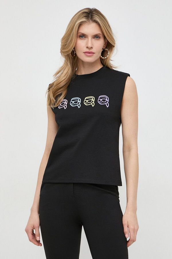 Karl Lagerfeld Pamučni top Karl Lagerfeld boja: crna