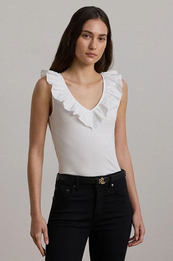 Lauren Ralph Lauren Pamučni top Lauren Ralph Lauren boja: bijela, 200957654