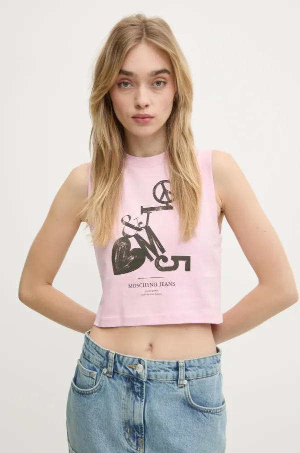 Moschino Jeans Pamučni top Moschino Jeans boja: ružičasta, 1211 3229