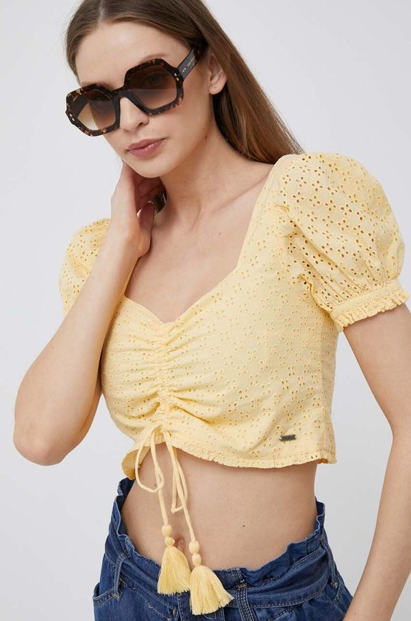 Pepe Jeans Pamučni top Pepe Jeans boja: žuta