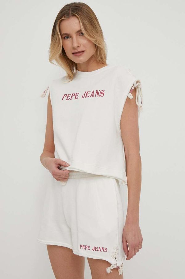 Pepe Jeans Pamučni top Pepe Jeans Kendall boja: bež