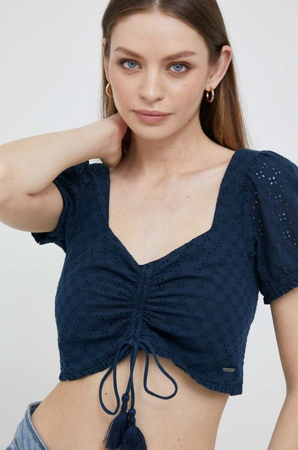 Pepe Jeans Pamučni top Pepe Jeans Philana boja: tamno plava