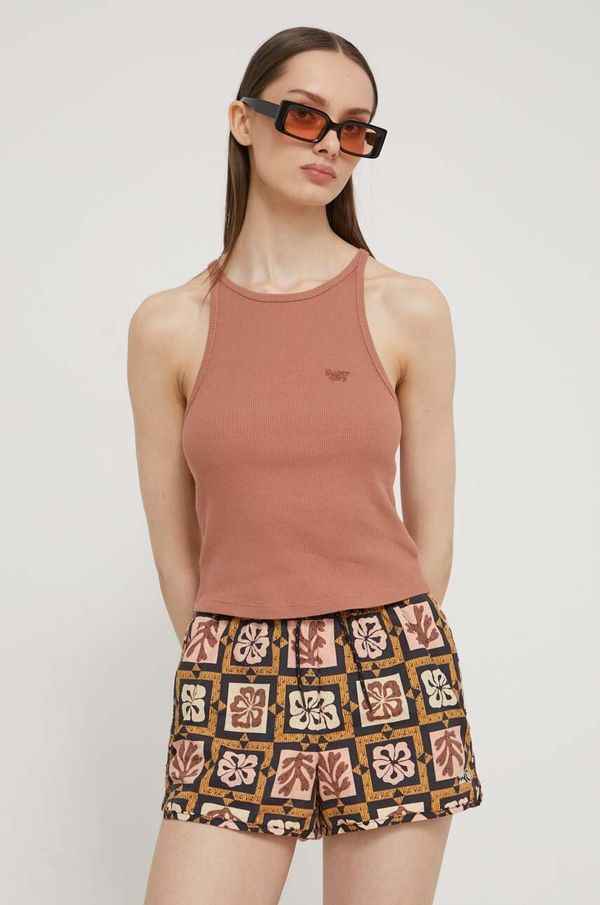 Superdry Pamučni top Superdry boja: smeđa