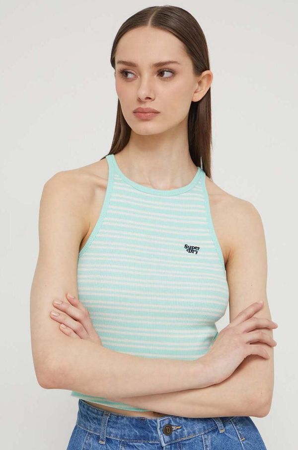 Superdry Pamučni top Superdry boja: zelena