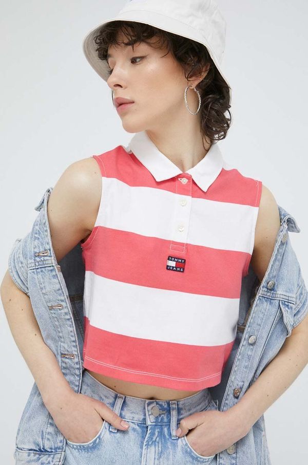 Tommy Jeans Pamučni top Tommy Jeans boja: ružičasta