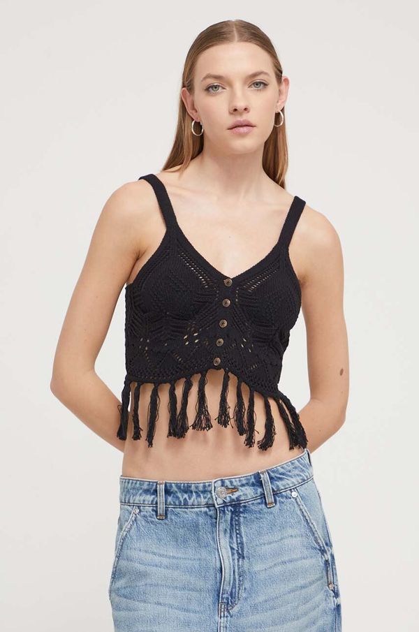 Desigual Pamučni top za plažu Desigual boja: crna