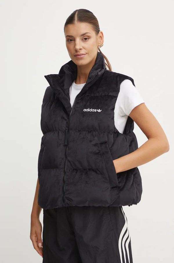 adidas Originals Pernati prsluk adidas Originals Velvet Vest za žene, boja: crna, za zimu, JE7217