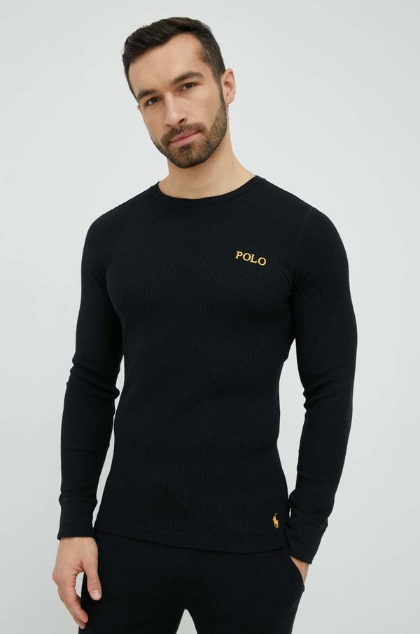 Polo Ralph Lauren Pidžama dugih rukava Polo Ralph Lauren boja: crna, s tiskom