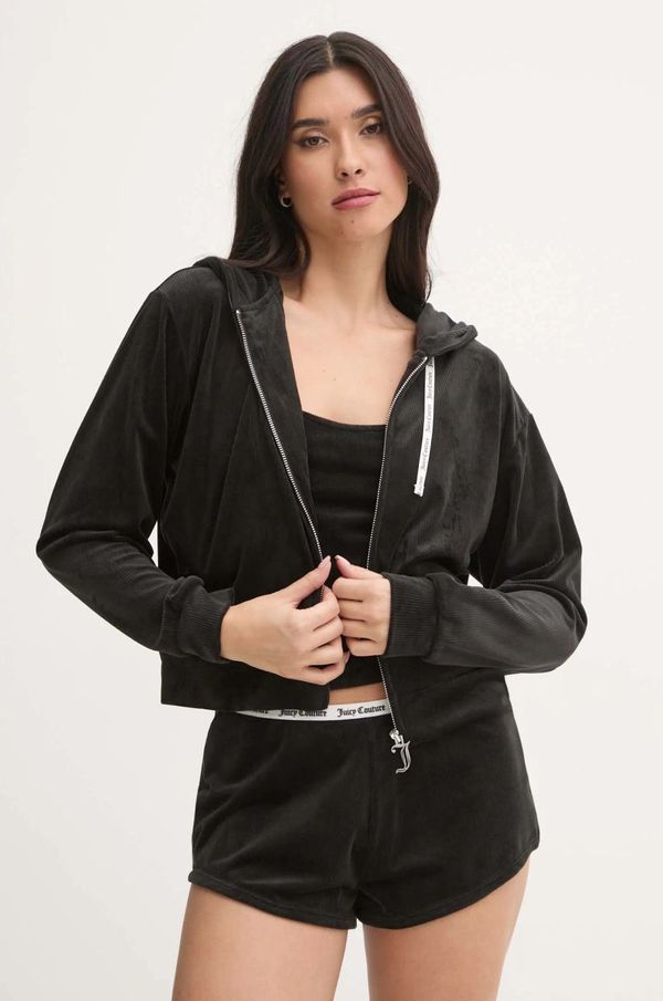 Juicy Couture Pidžama - dukserica s kapuljačom Juicy Couture LIV RIB VELOUR HOODIE za žene, boja: crna, JCLBJ125503