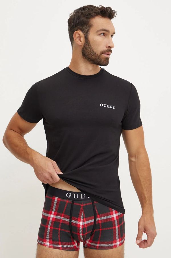 Guess Pidžama Guess za muškarce, boja: crna, s uzorkom, U4BG82.K6YW1