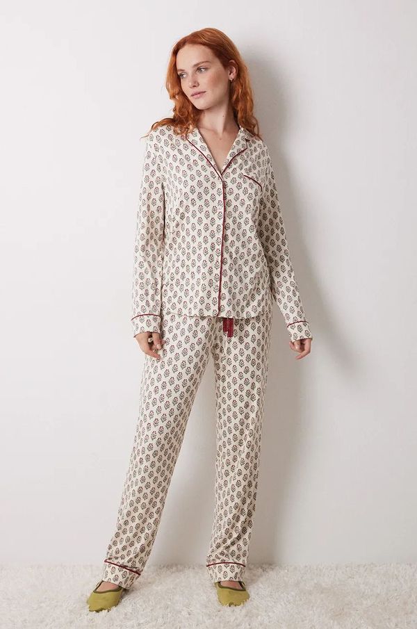 women'secret Pidžama women'secret LOVE ACTUALLY GENERIC PJ za žene, boja: bež, 4758231