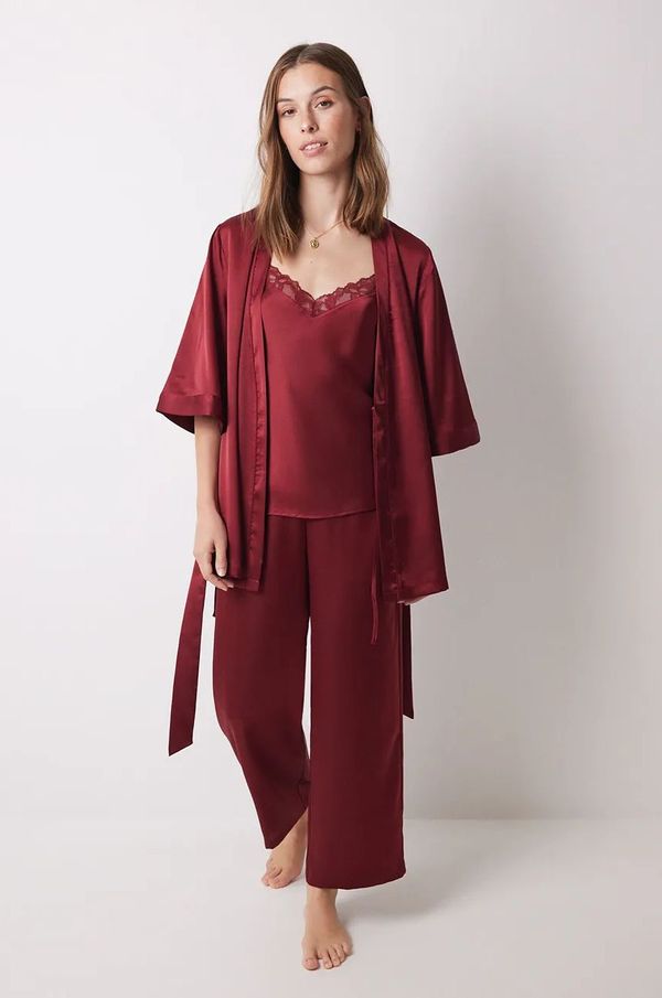 women'secret Pidžama women'secret SENSE LIMITED EDITION za žene, boja: bordo, satenska, 2548219