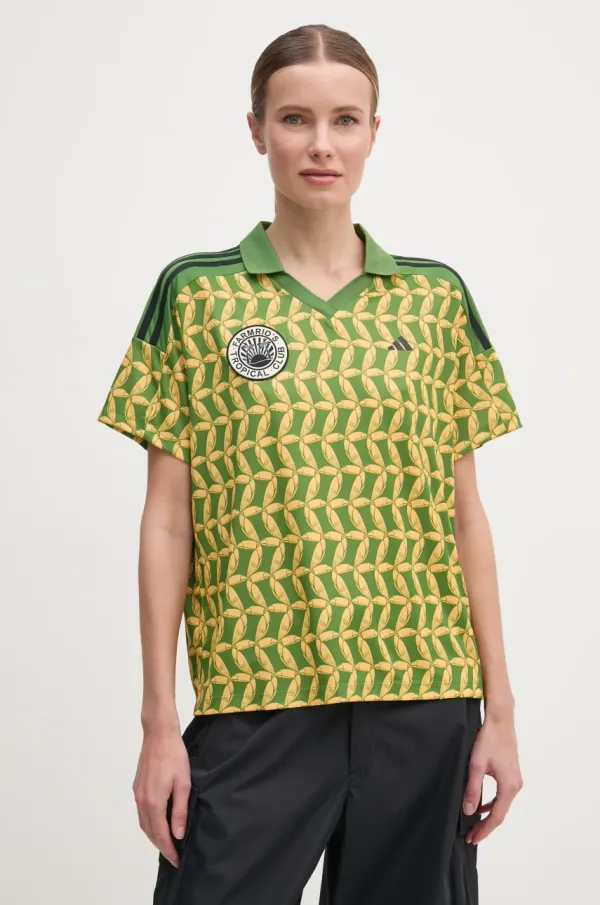 adidas Polo majica adidas x Farm Rio za žene, boja: zelena, JD6302
