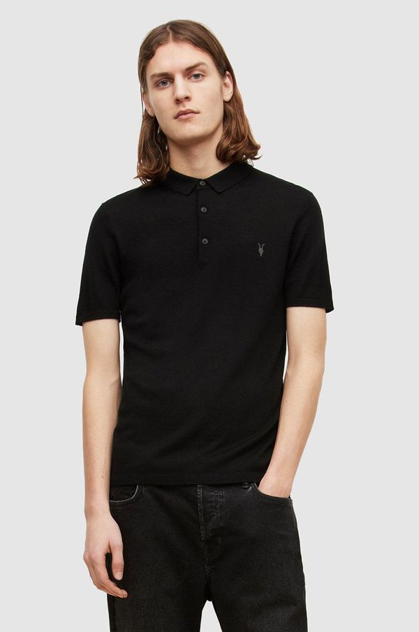 AllSaints Polo majica AllSaints za muškarce, boja: crna