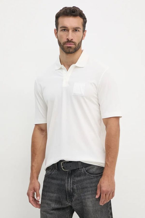 Armani Exchange Polo majica Armani Exchange za muškarce, boja: bijela, s aplikacijom, 6DZFJA ZJXHZ